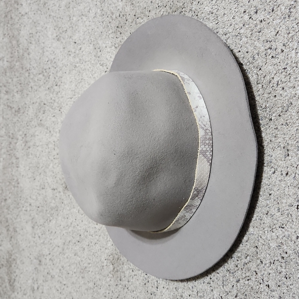 RAG & BONE Fedora Grey Wool Hat with Snakeskin Trim Size Large - Picture 5 of 11